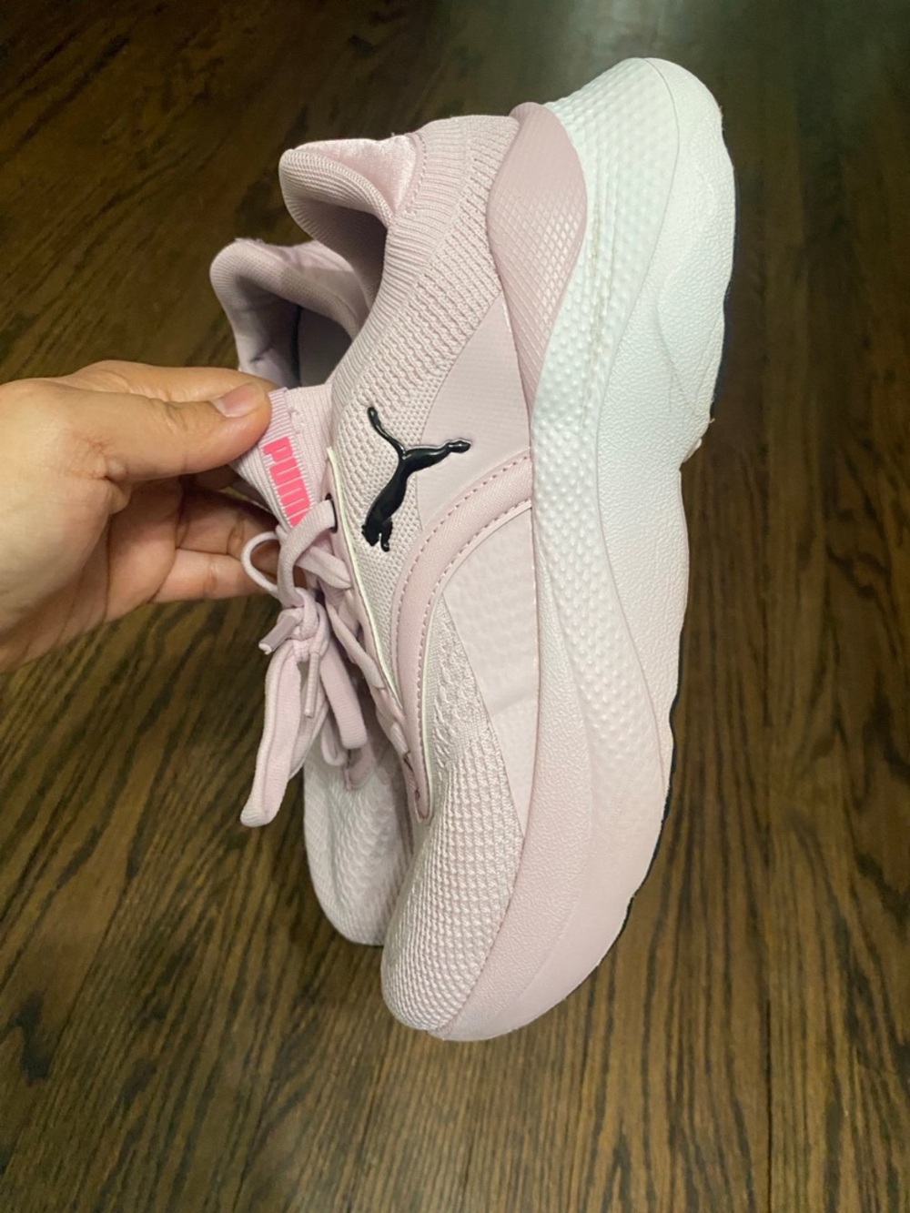Puma Women's Light Pink Mesh Lace-Up Sneakers